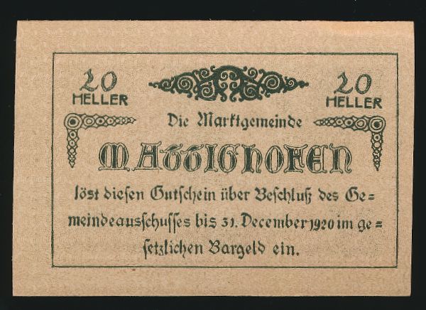 Нотгельды Австрии, 20 геллеров (1920 г.)