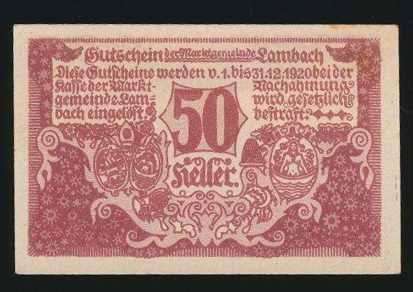 Нотгельды Австрии, 50 геллеров (1920 г.)