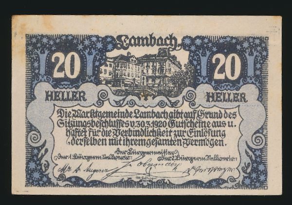 Нотгельды Австрии, 20 геллеров (1920 г.)