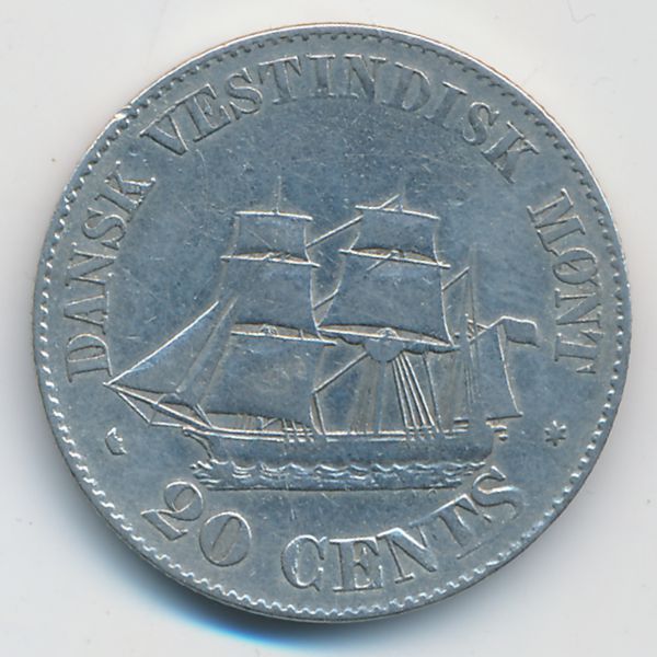 Датская Западная Индия, 20 центов (1862 г.)