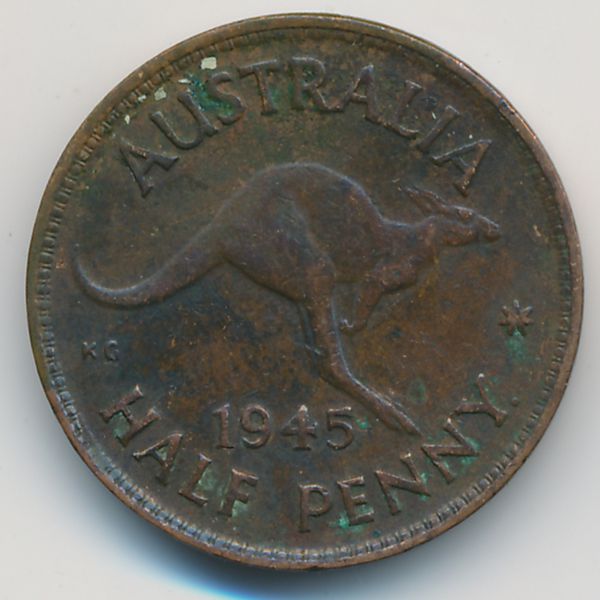 Австралия, 1/2 пенни (1945 г.)