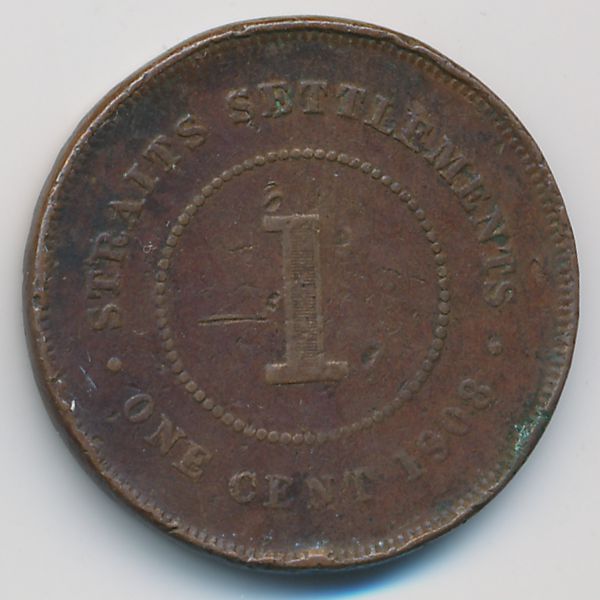 Стрейтс-Сетлментс, 1 цент (1908 г.)