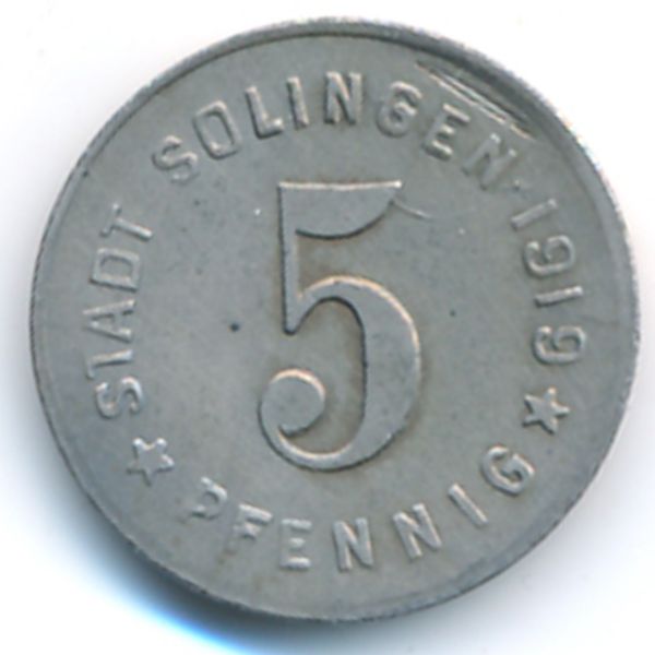 Золинген., 5 пфеннигов (1919 г.)