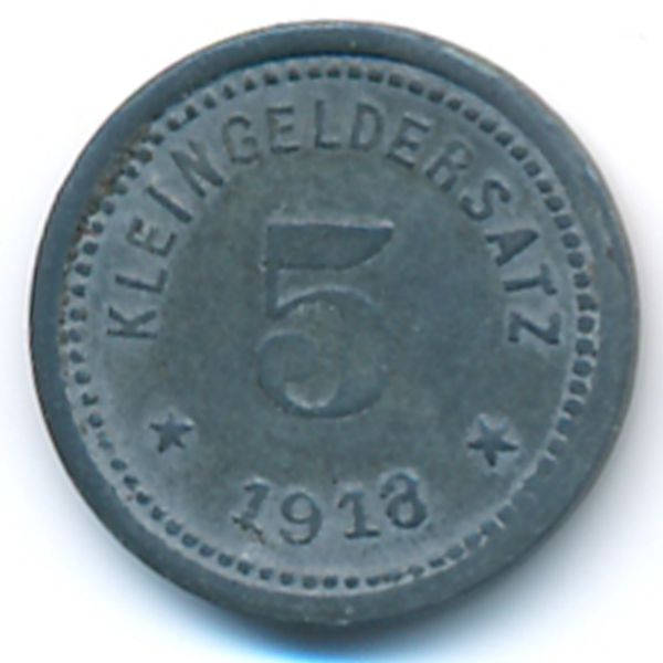 Кверфурт., 5 пфеннигов (1918 г.)