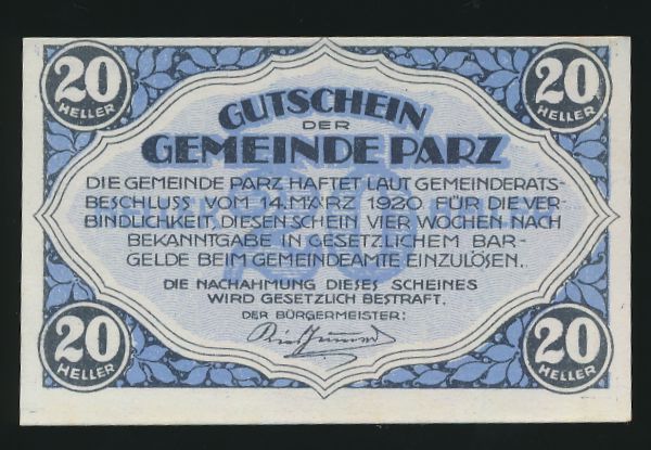 Нотгельды Австрии, 20 геллеров (1920 г.)