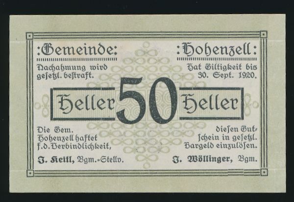 Нотгельды Австрии, 50 геллеров (1920 г.)