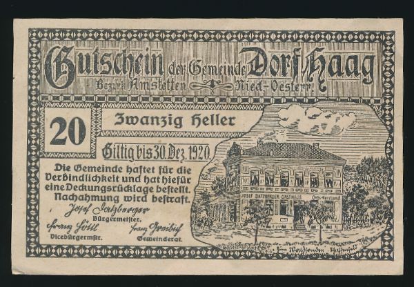 Нотгельды Австрии, 20 геллеров (1920 г.)