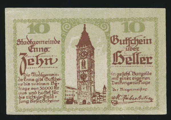 Нотгельды Австрии, 10 геллеров (1920 г.)