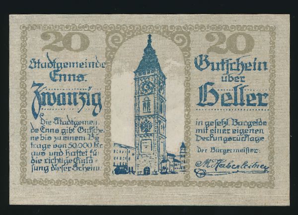 Нотгельды Австрии, 20 геллеров (1920 г.)
