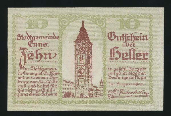 Нотгельды Австрии, 10 геллеров (1920 г.)