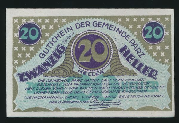 Нотгельды Австрии, 20 геллеров (1920 г.)