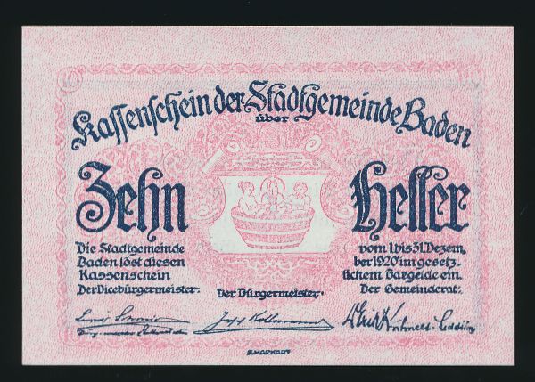 Нотгельды Австрии, 10 геллеров (1920 г.)