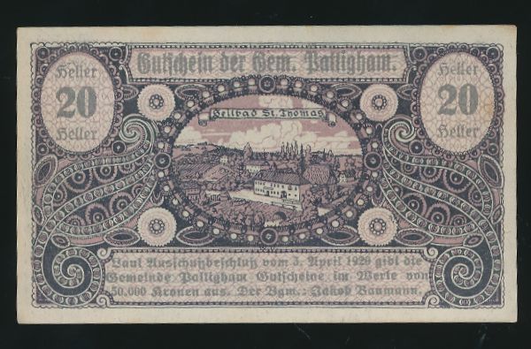 Нотгельды Австрии, 20 геллеров (1920 г.)