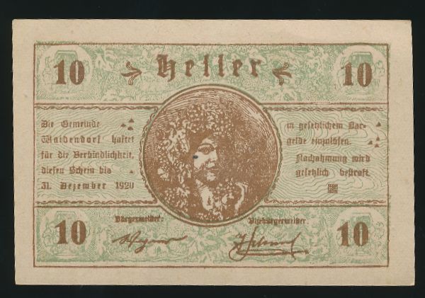 Нотгельды Австрии, 10 геллеров (1920 г.)