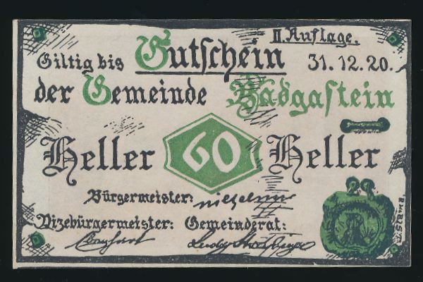 Нотгельды Австрии, 60 геллеров (1920 г.)