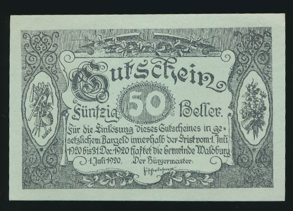 Нотгельды Австрии, 50 геллеров (1920 г.)