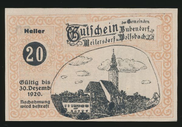 Нотгельды Австрии, 20 геллеров (1920 г.)