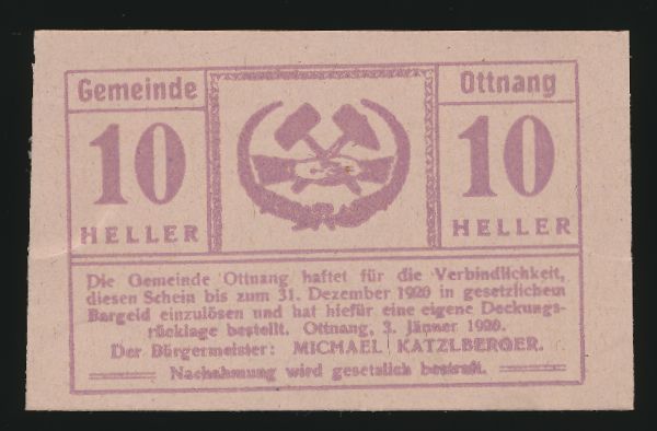 Нотгельды Австрии, 10 геллеров (1920 г.)