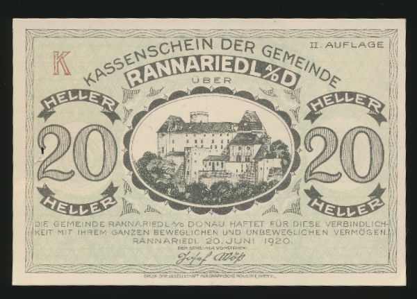 Нотгельды Австрии, 20 геллеров (1920 г.)