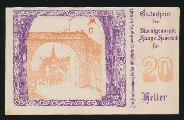 Нотгельды Австрии, 20 геллеров (1920 г.)