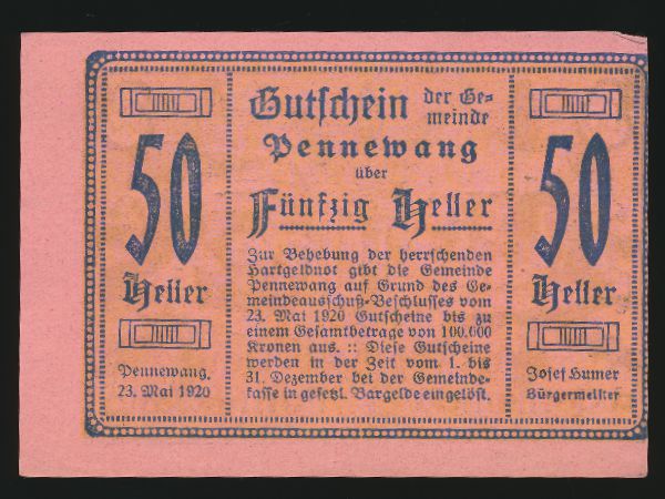 Нотгельды Австрии, 50 геллеров (1920 г.)
