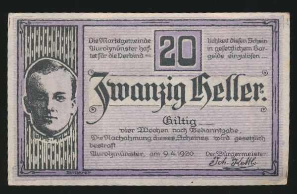 Нотгельды Австрии, 20 геллеров (1920 г.)
