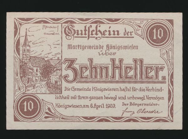 Нотгельды Австрии, 10 геллеров (1921 г.)