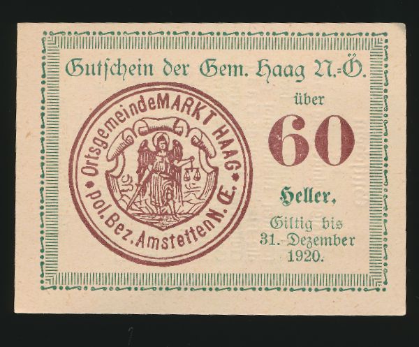 Нотгельды Австрии, 60 геллеров (1920 г.)