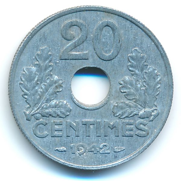 Франция, 20 сантимов (1942 г.)