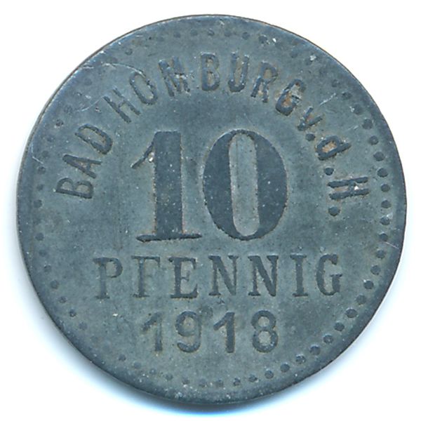 Хомбург., 10 пфеннигов (1918 г.)