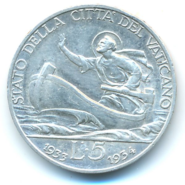 Ватикан, 5 лир (1933 г.)