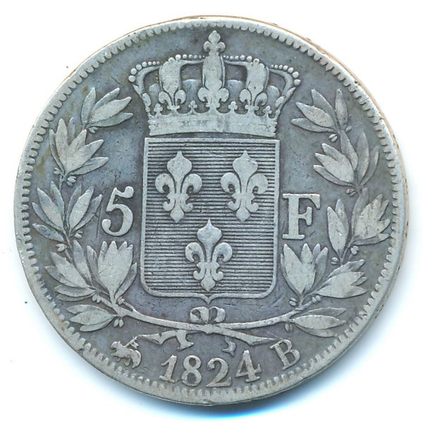 Франция, 5 франков (1824 г.)