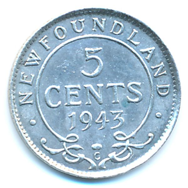 Ньюфаундленд, 5 центов (1943 г.)