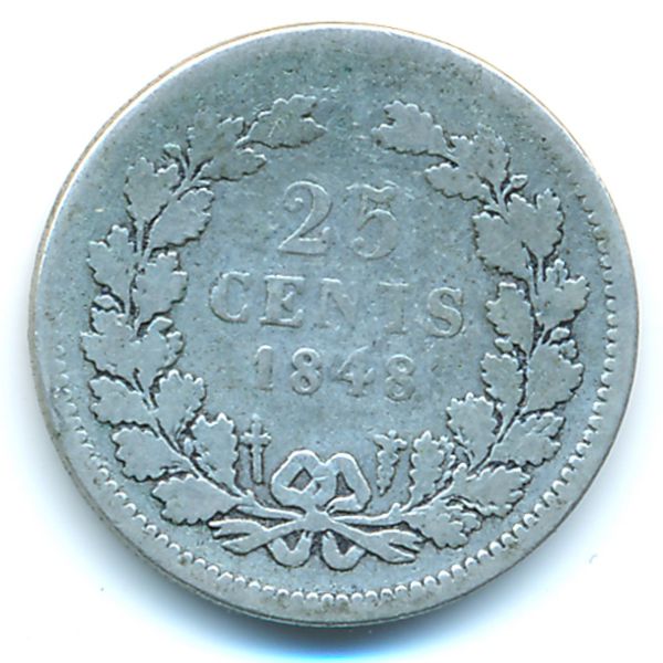 Нидерланды, 25 центов (1848 г.)
