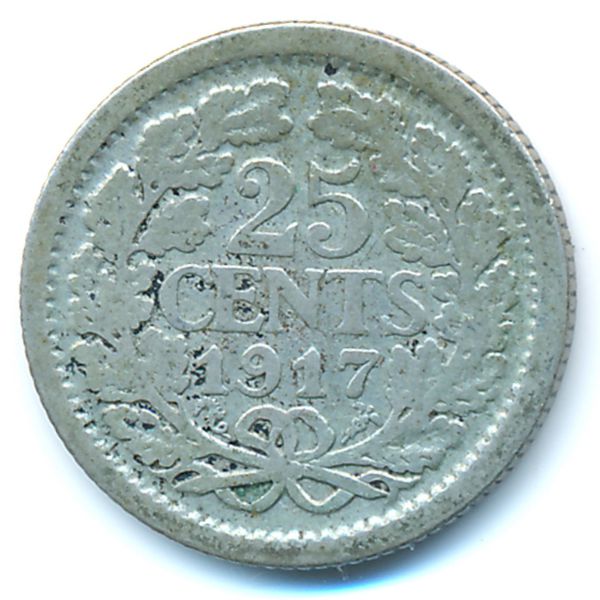 Нидерланды, 25 центов (1917 г.)