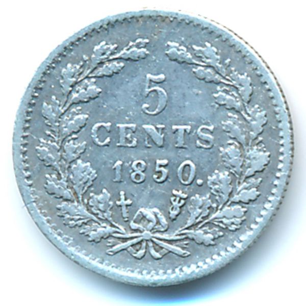 Нидерланды, 5 центов (1850 г.)