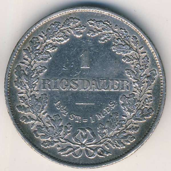 Дания, 1 ригсдалер (1855 г.)
