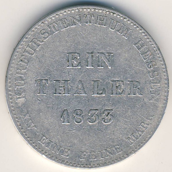 Гессен-Кассель, 1 талер (1833 г.)