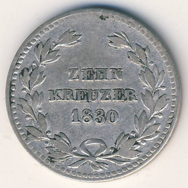 Баден, 10 крейцеров (1830 г.)