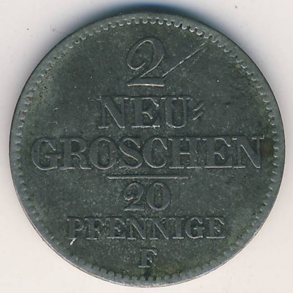 Саксония, 2 новых гроша (1856 г.)
