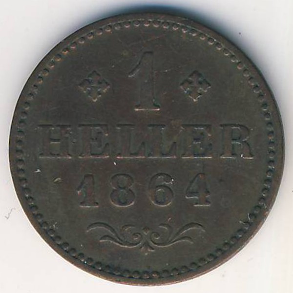 Франкфурт, 1 геллер (1864 г.)