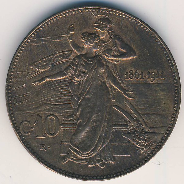 Италия, 10 чентезимо (1911 г.)