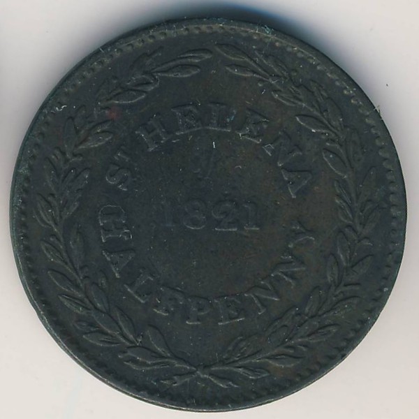 Остров Святой Елены, 1/2 пенни (1821 г.)