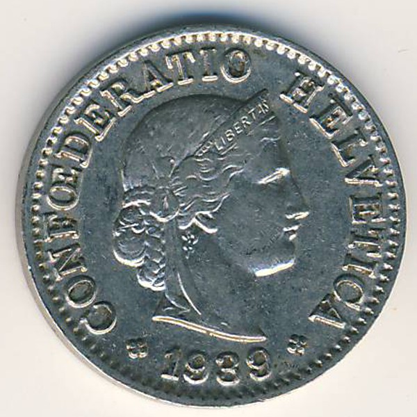 Швейцария, 5 раппенов (1939 г.)