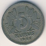 Turkey, 5 kurus, 1935–1943