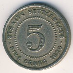 Straits Settlements, 5 cents, 1920