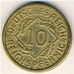 Weimar Republic, 10 reichspfennig, 1924–1936