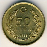 Turkey, 50 lira, 1988–1994