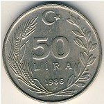 Turkey, 50 lira, 1984–1987