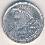 Guatemala, 25 centavos, 1950–1959